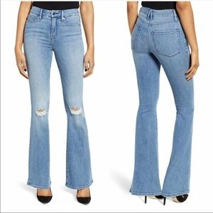 Good American Good Flare Ripped Blue Jeans